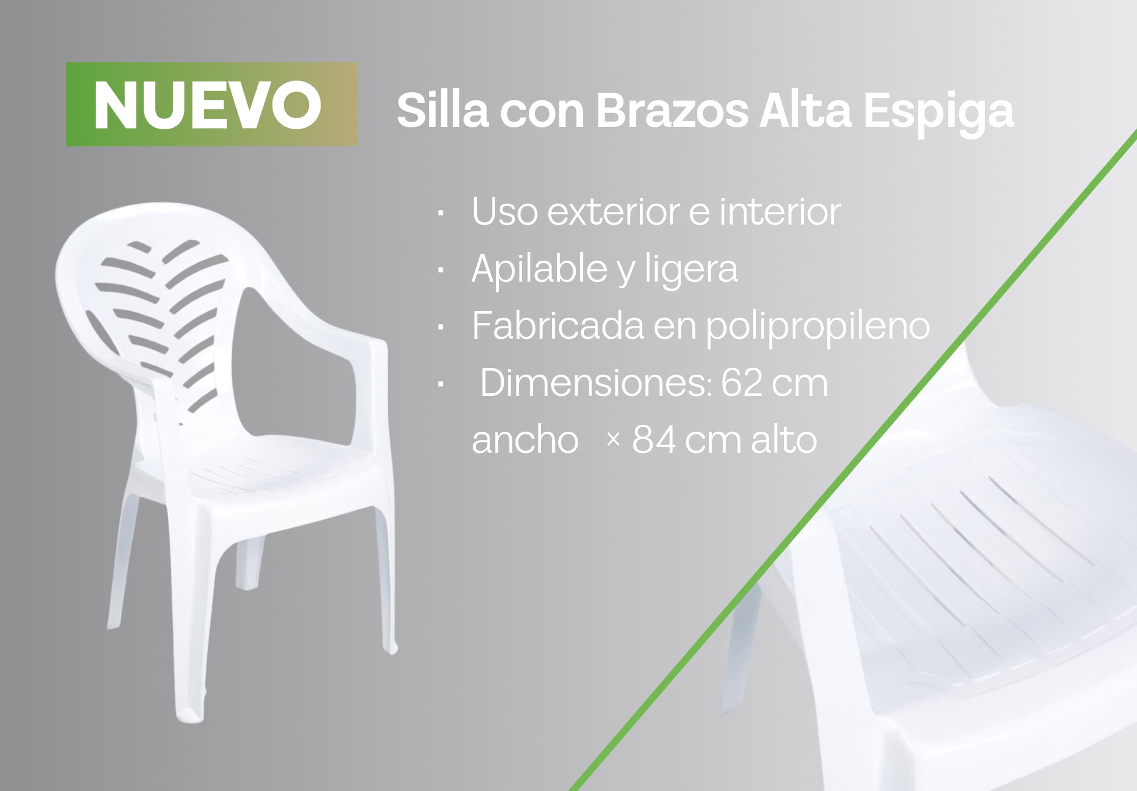 Silla con brazos espiga